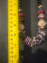Load image into Gallery viewer, Statement Multicolor Beaded Necklace | Black, Pink &amp; Gold Chunky Boho Necklace | Colorful Artisan-Style Women’s Jewelry
