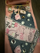 Load image into Gallery viewer, Pink Butterfly Upcycled Necktie Necklace | Handmade Statement Tie
