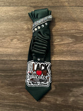 Load image into Gallery viewer, Black Educator Statement Tie Necklace with Pearl Strand &amp; Rhinestone Accents
