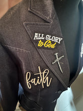 Load image into Gallery viewer, Faith Statement Denim Blazer – “God Is Good” Limited Edition

