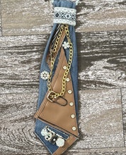 Load image into Gallery viewer, Upcycled Denim Statement Necklace | Boho Luxe Mixed Media Jewelry | 252 Bling Exclusive
