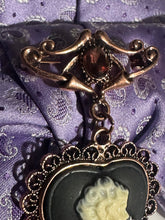 Load image into Gallery viewer, Lavender paisley elegance with a vintage cameo touch 💜 Timeless, feminine, and one of a kind.
