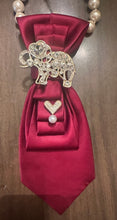 Load image into Gallery viewer, Repurposed Burgundy Necktie Necklace with Elephant Brooch | Statement Upcycled Jewelry
