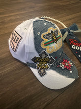Load image into Gallery viewer, Faith &amp; Designer Inspired Bling Set – Custom Embellished Hat &amp; Statement Necklace
