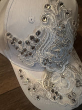Load image into Gallery viewer, Bridal Embellished Baseball Cap – Crystal &amp; Lace Wedding Hat | Bride Statement Accessory
