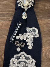 Load image into Gallery viewer, Midnight Blue Elegance Pearl Necktie Necklac
