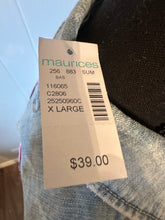 Load image into Gallery viewer, Women’s “Blessed” Denim Size XL Vest with Full-Length Lace Overlay – Summer Boho Layering Piece
