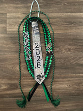 Load image into Gallery viewer, 2026 Custom Graduation Necktie &amp; Stole Set – Green, Black &amp; Silver Senior Keepsake
