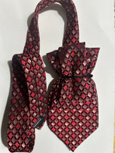 Load image into Gallery viewer, Regency Inspired Red Geometric Necktie with Cross Brooch and Chain Accent

