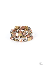 Load image into Gallery viewer, brass copper and silver stretchy bracelet
