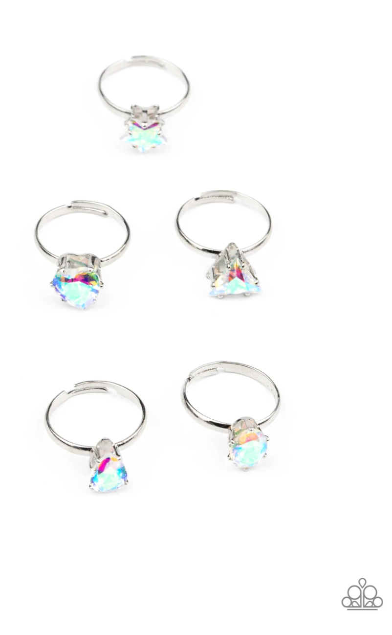 Starlet Shimmer Ring  set-  Iridescent Rhinestone - The V Resale Boutique